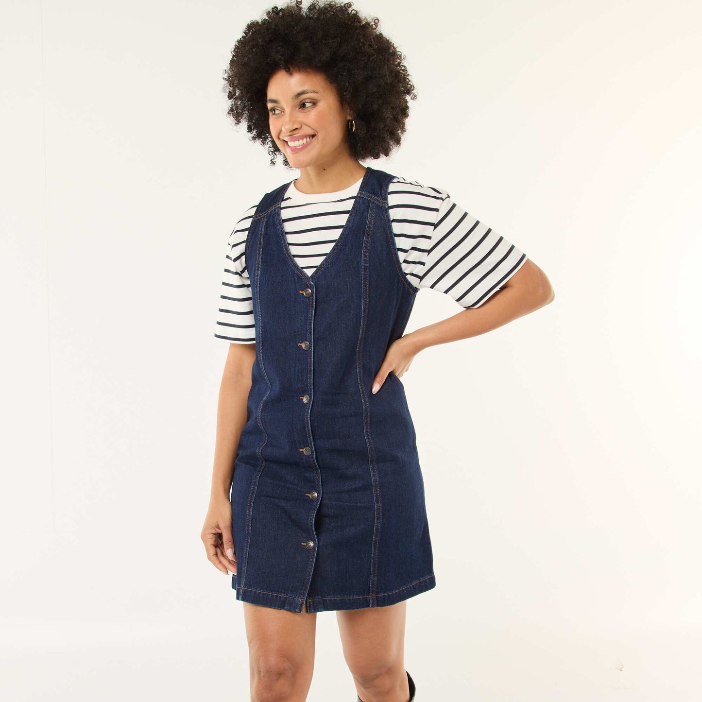 Vestido jean sin mangas de algodón AZUL