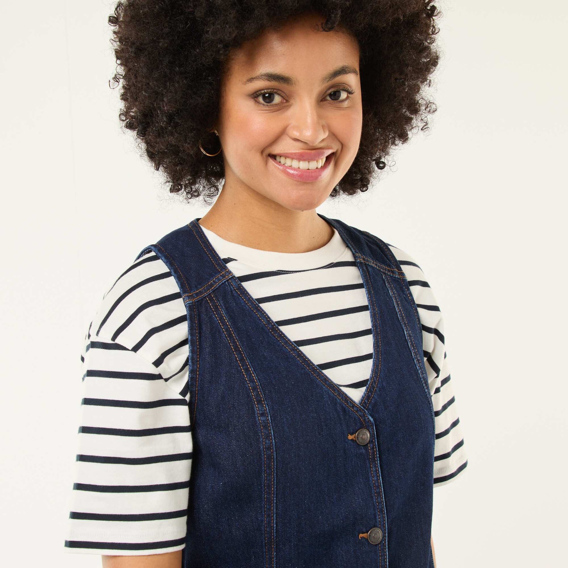 Vestido jean sin mangas de algodón AZUL