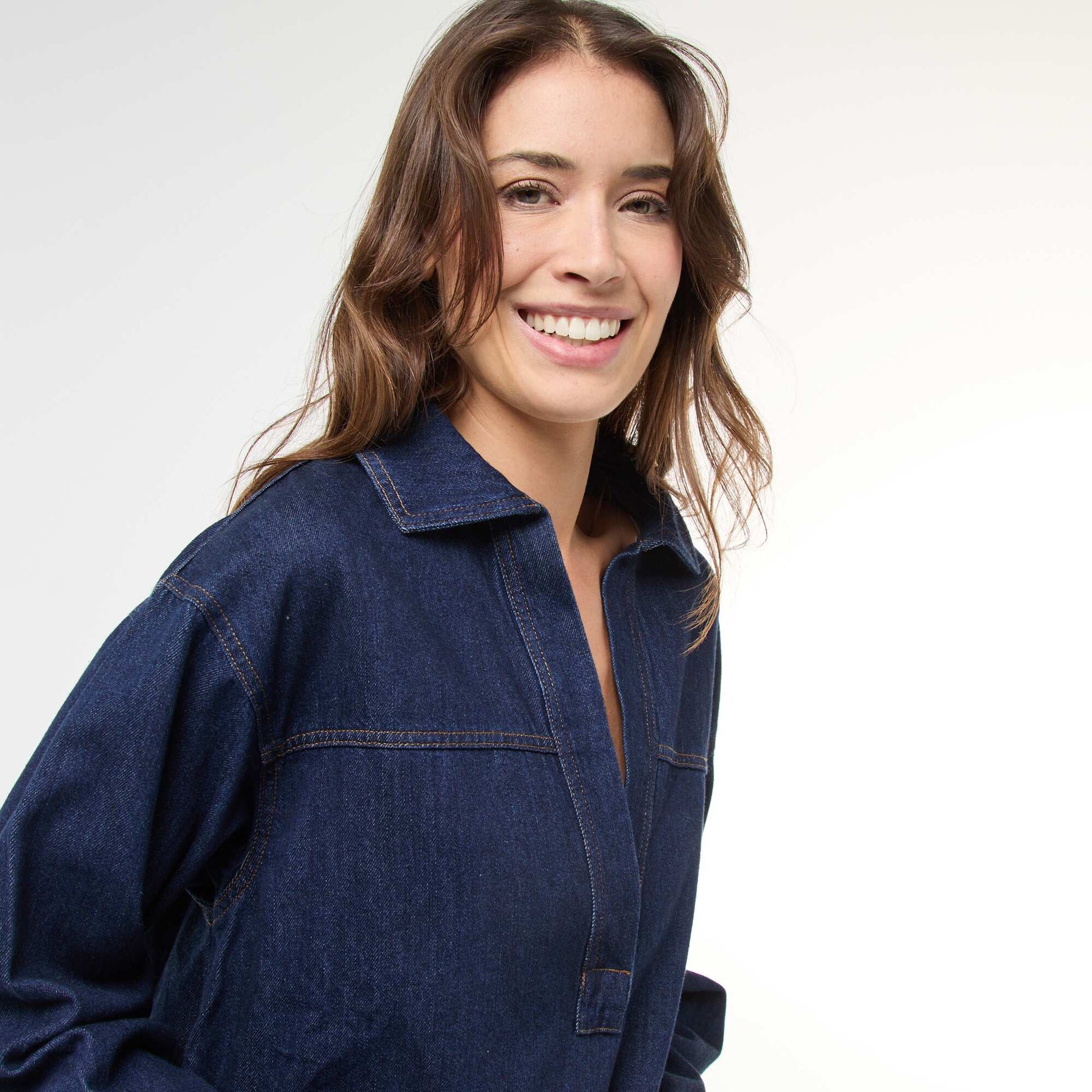Vestido jean manga larga AZUL
