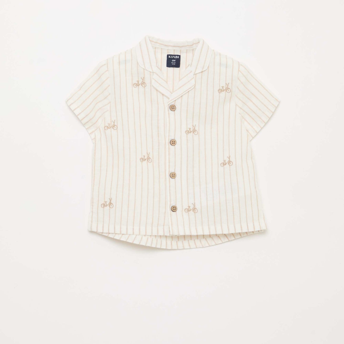 Camisa de rayas estampada de manga corta BLANCO