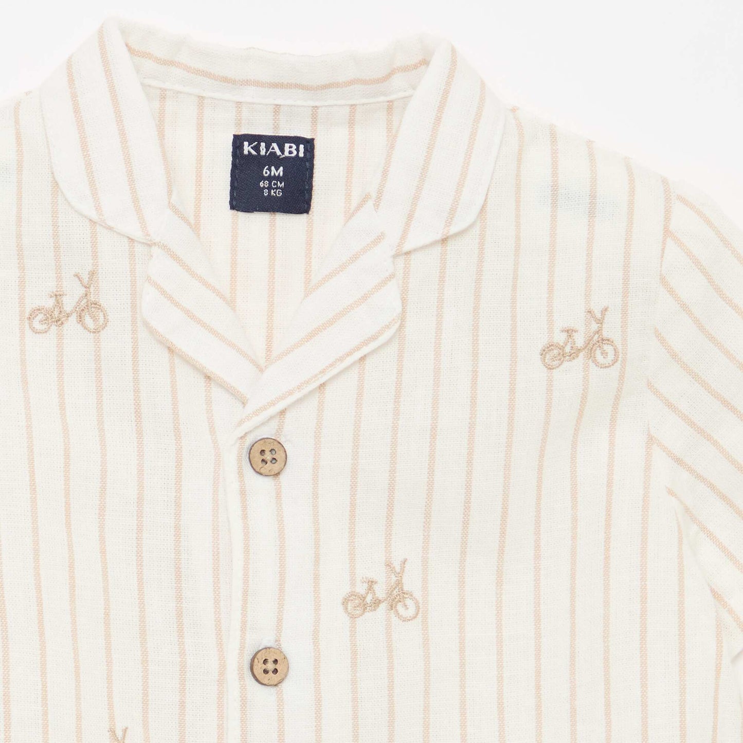 Camisa de rayas estampada de manga corta BLANCO