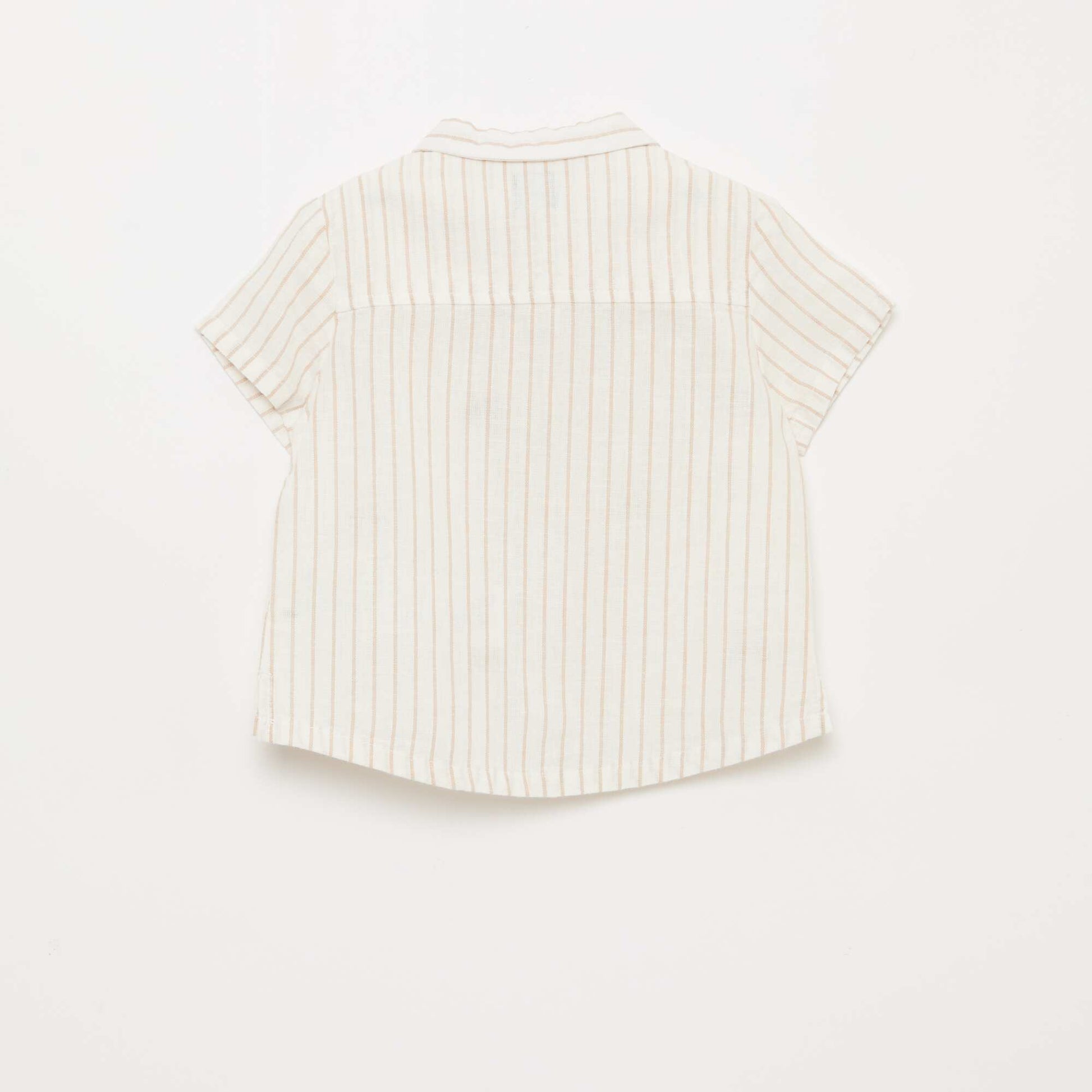 Camisa de rayas estampada de manga corta BLANCO