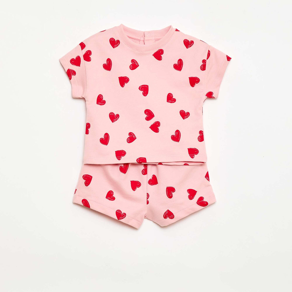 Pack estampado de 2 piezas pantalón corto + camiseta ROSA
