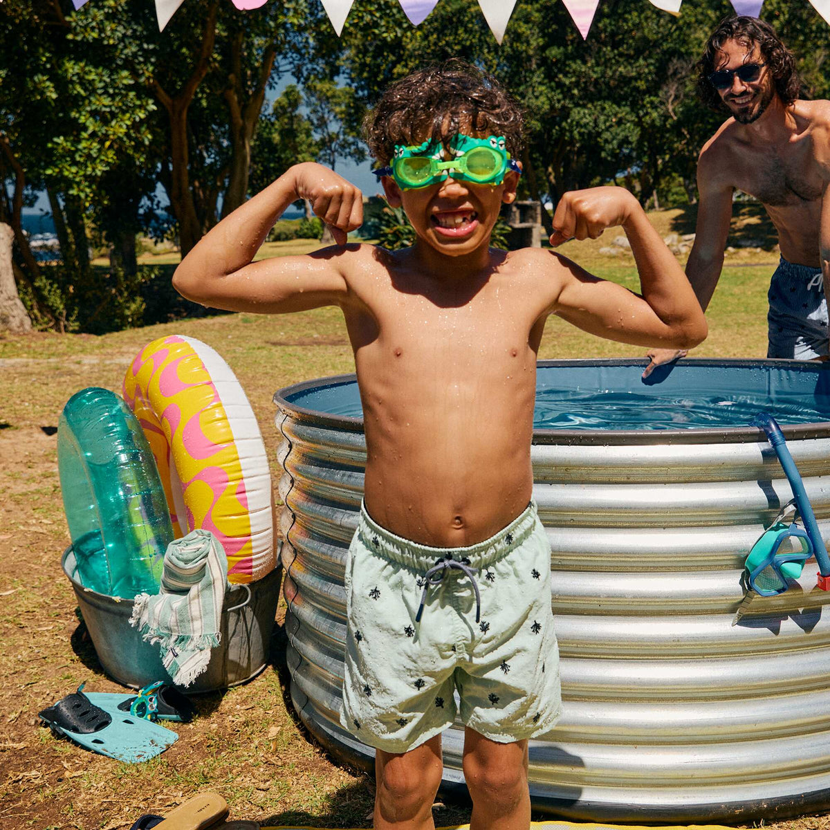 Bañador estampado integral con motivos tropicales AZUL