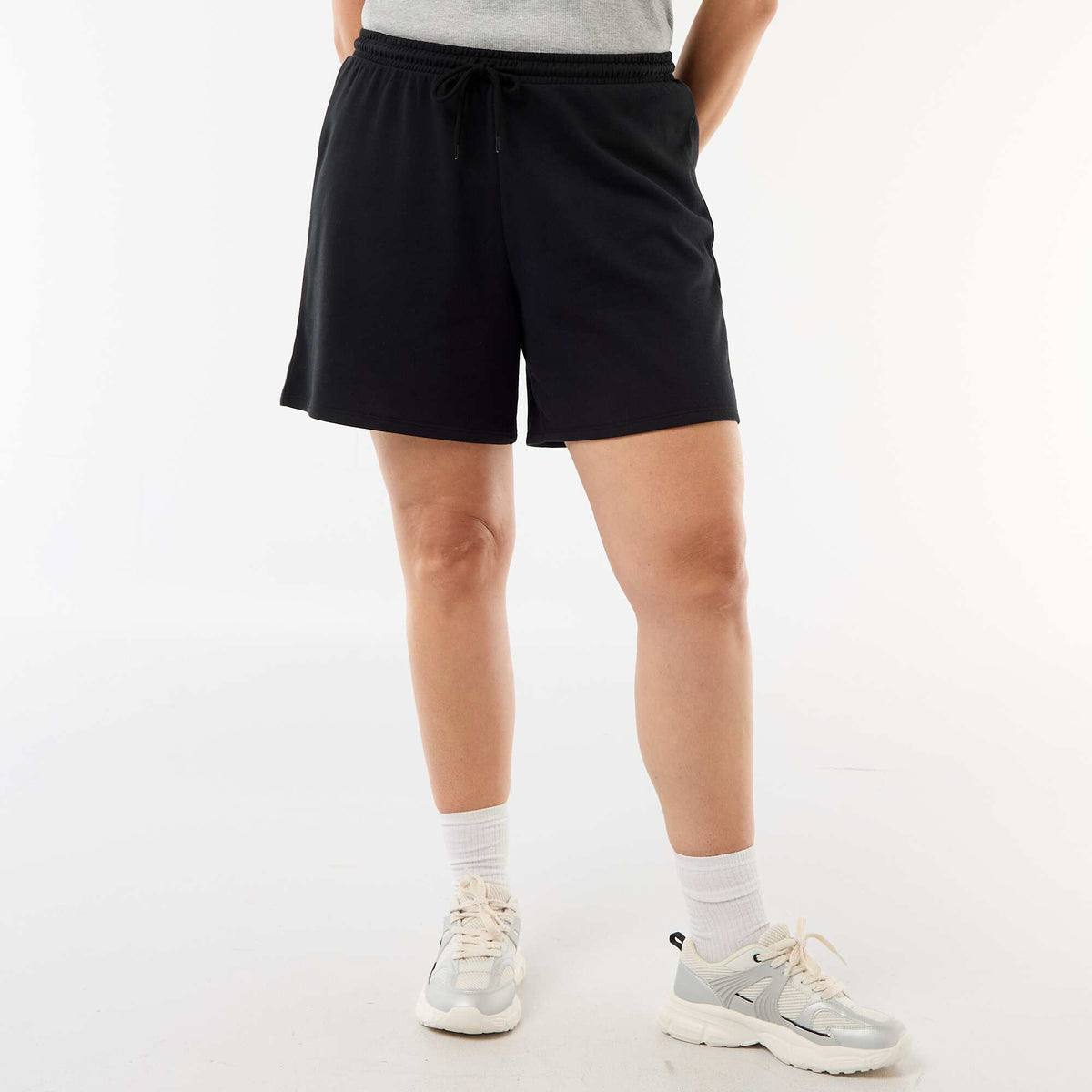 Short de felpa ligero liso NEGRO