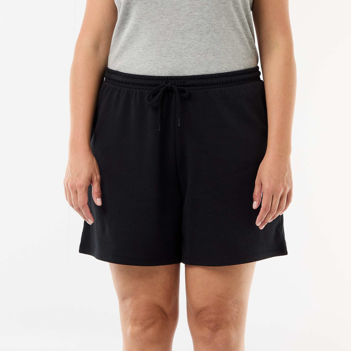 Short de felpa ligero liso NEGRO