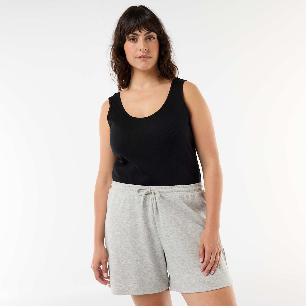 Short de felpa ligero liso GRIS