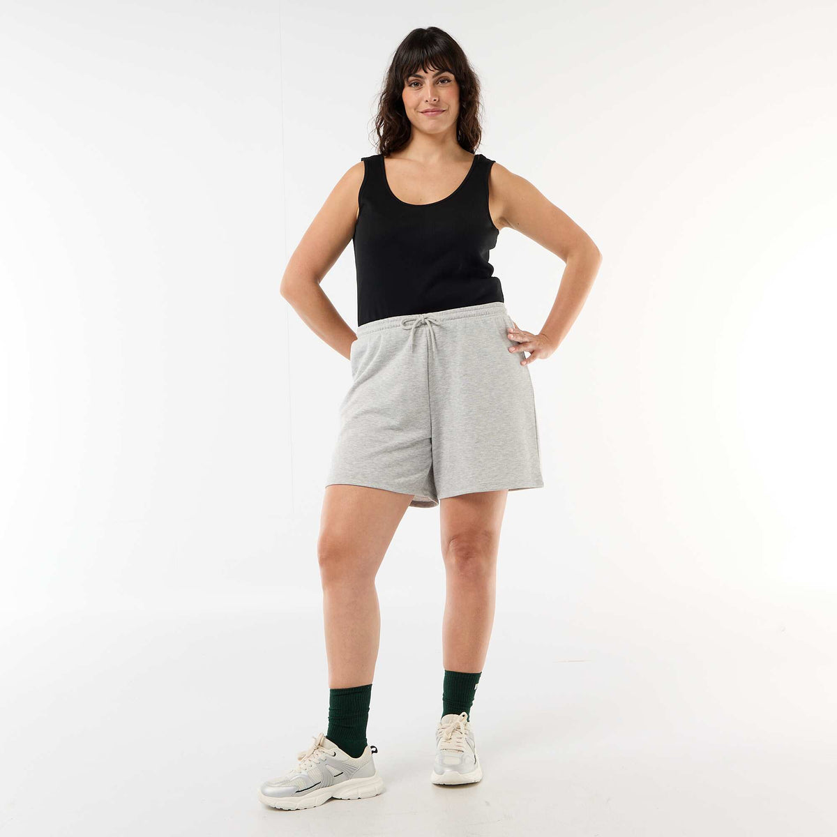 Short de felpa ligero liso GRIS