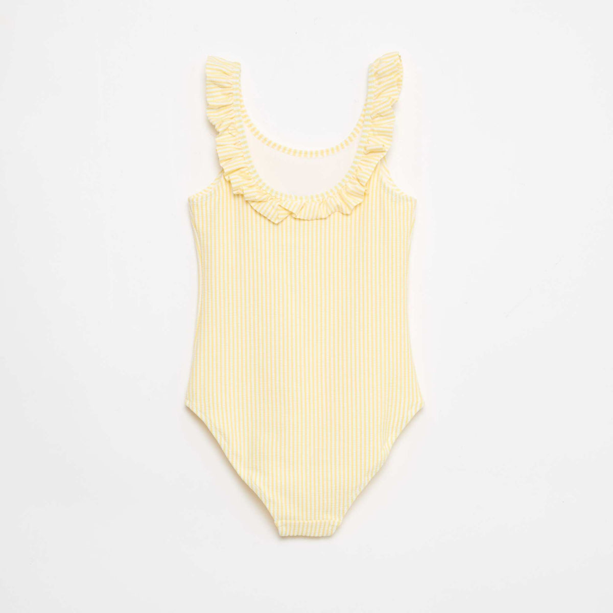 Bañador de rayas con volante elástico AMARILLO