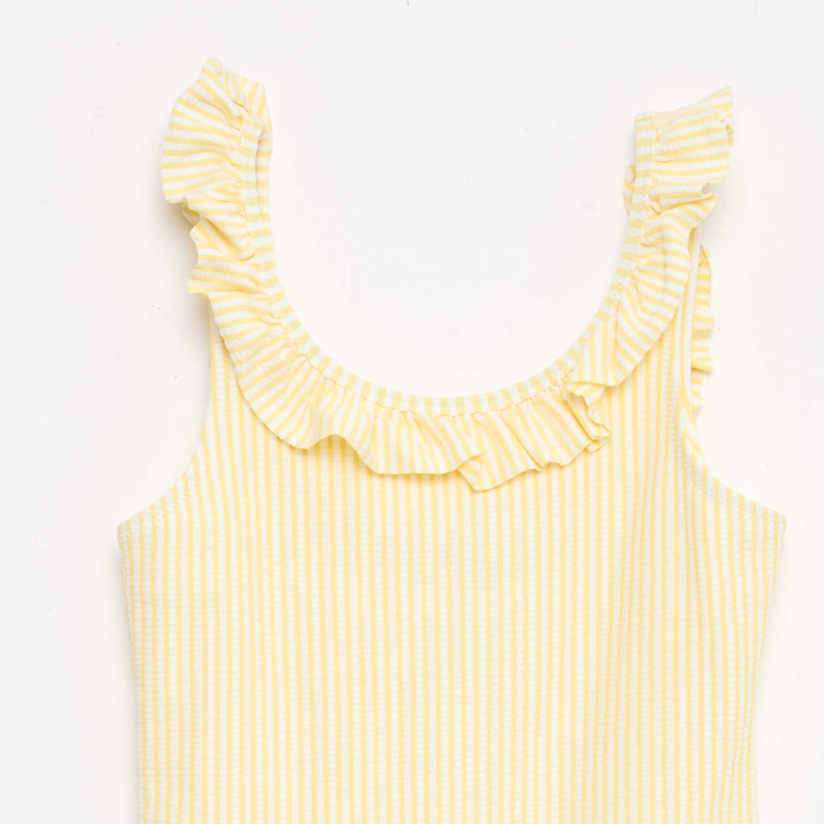 Bañador de rayas con volante elástico AMARILLO