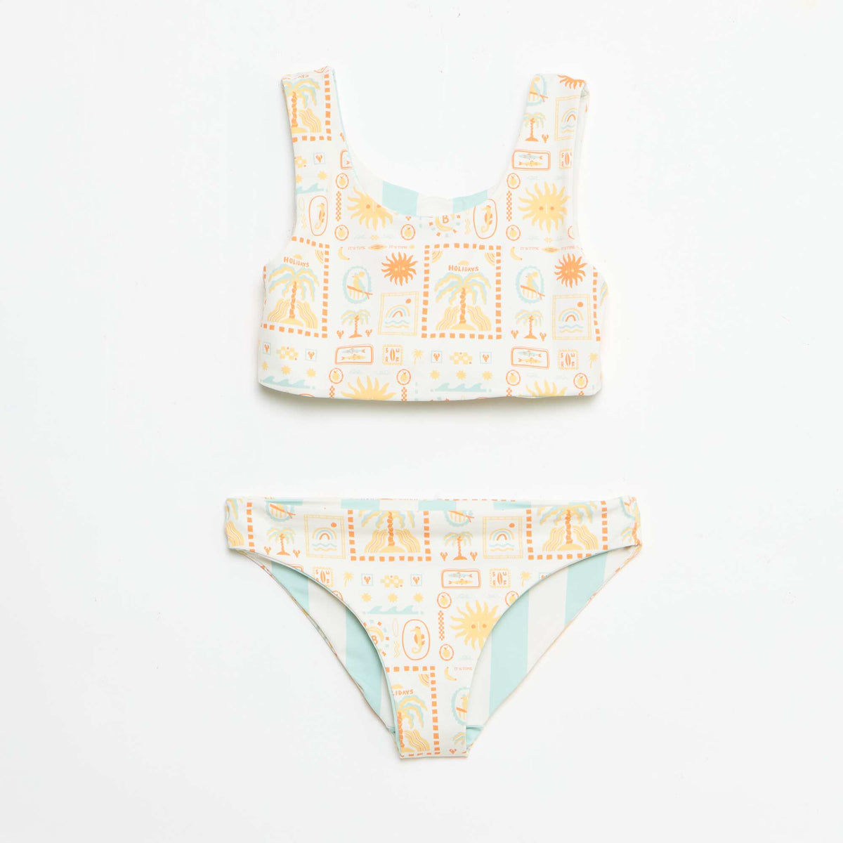 Bañador floreado reversible - 2 piezas BLANCO