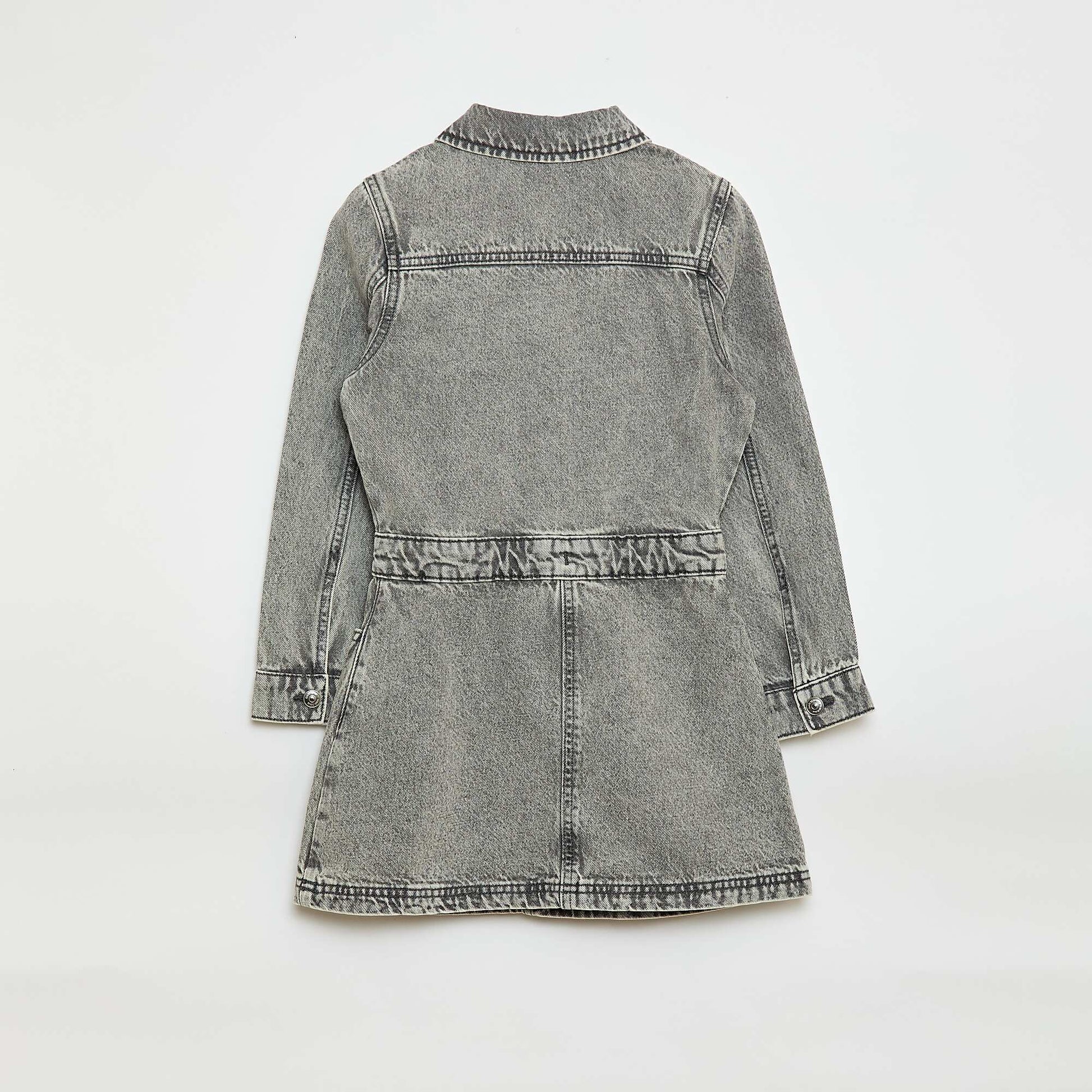 Vestido jean con cuello camisero GRIS