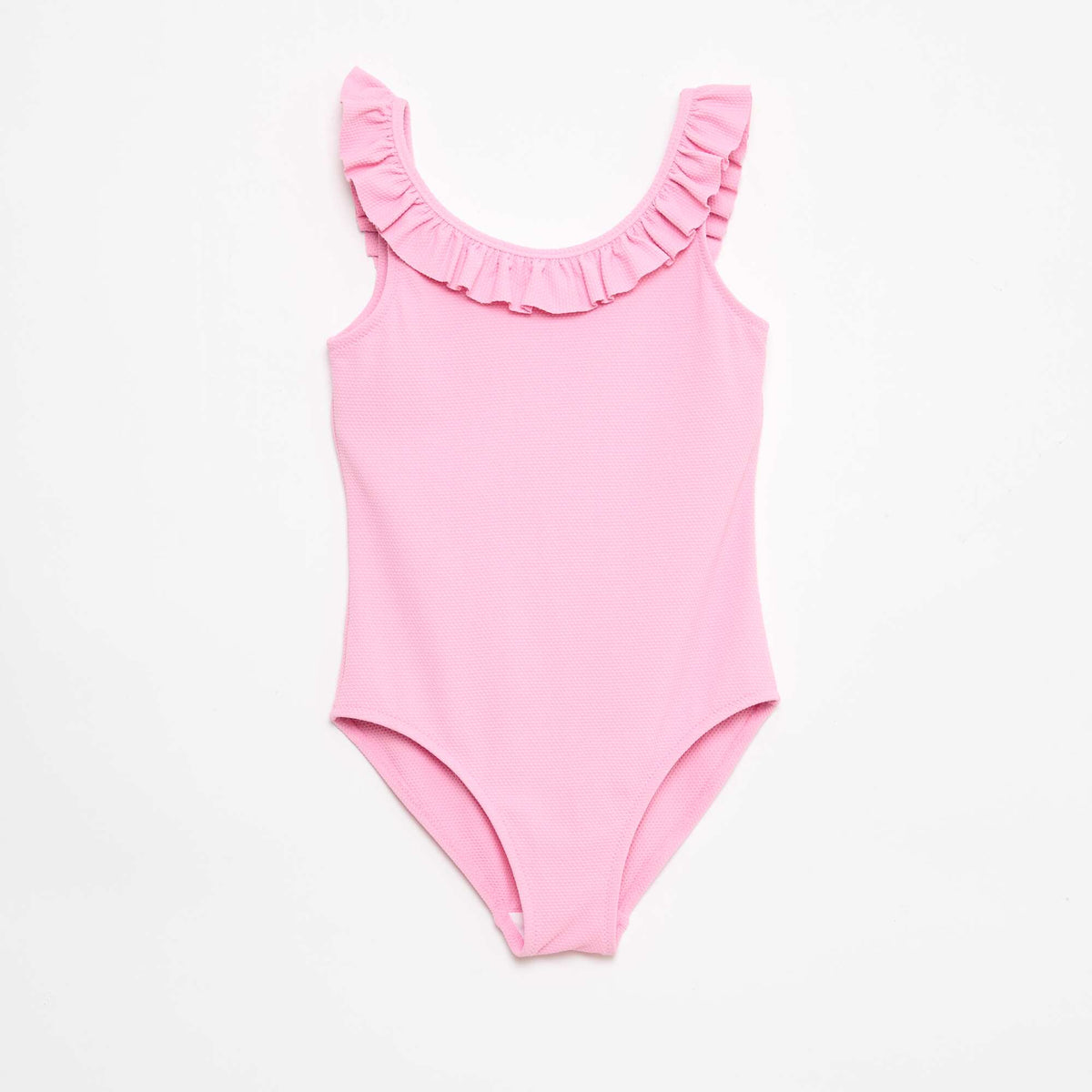 Bañador liso con volantes ROSA