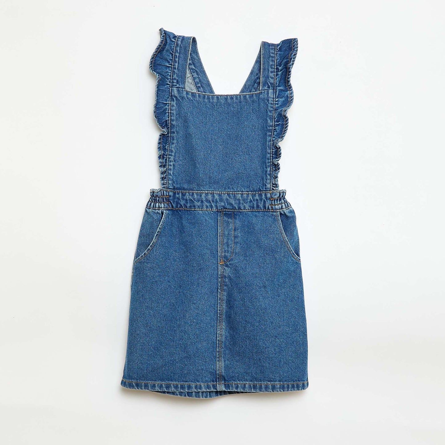 Mono jean con volantes AZUL