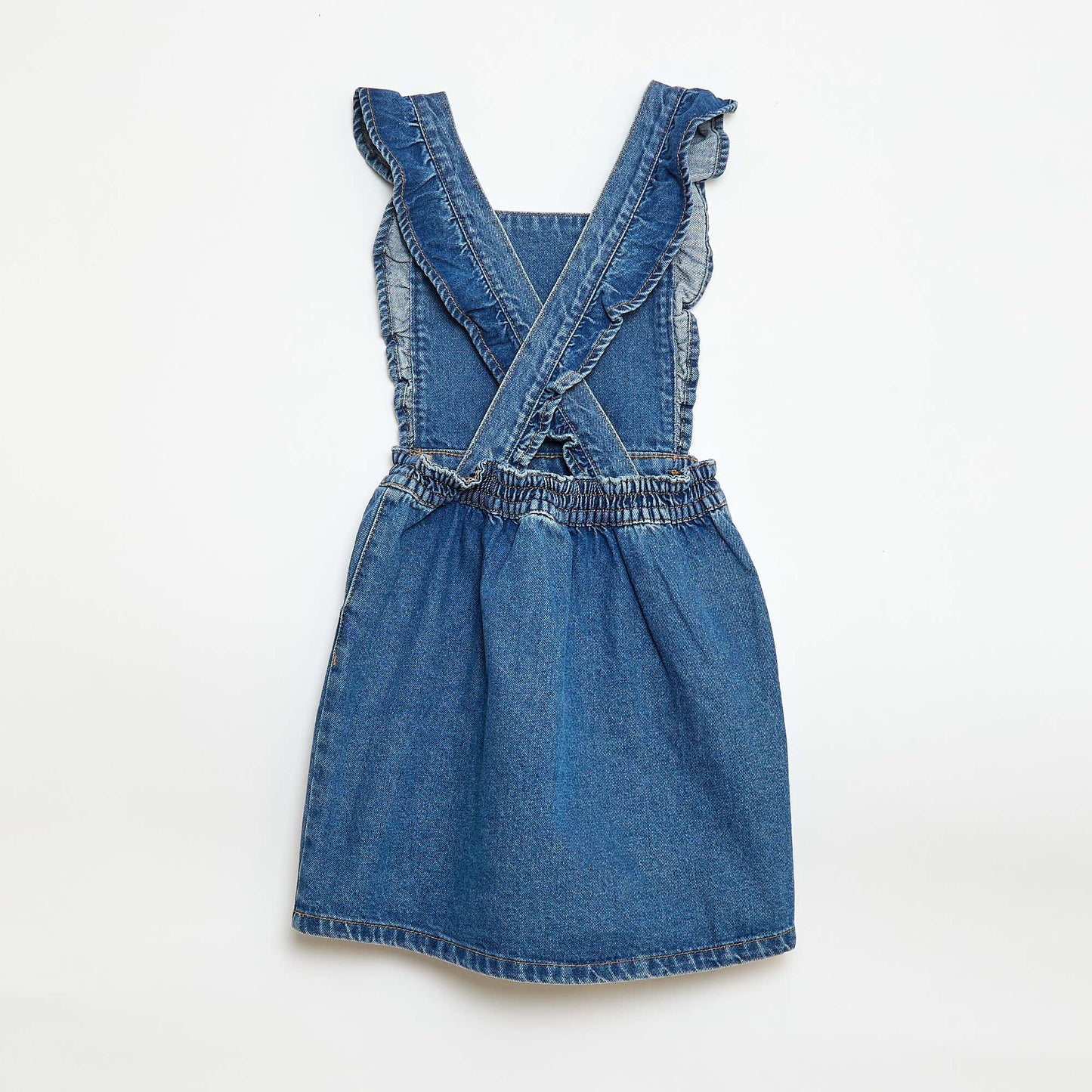 Mono jean con volantes AZUL