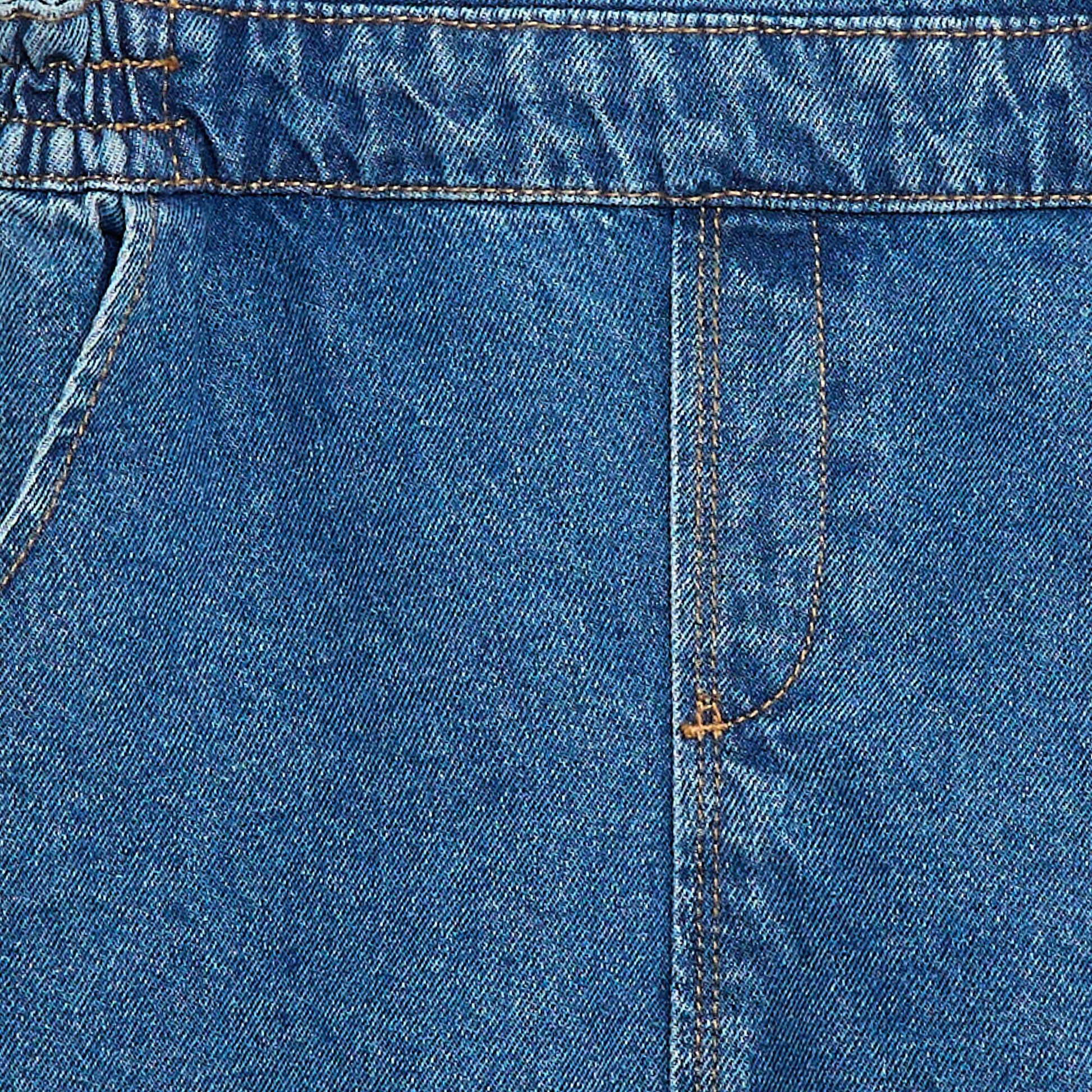 Mono jean con volantes AZUL
