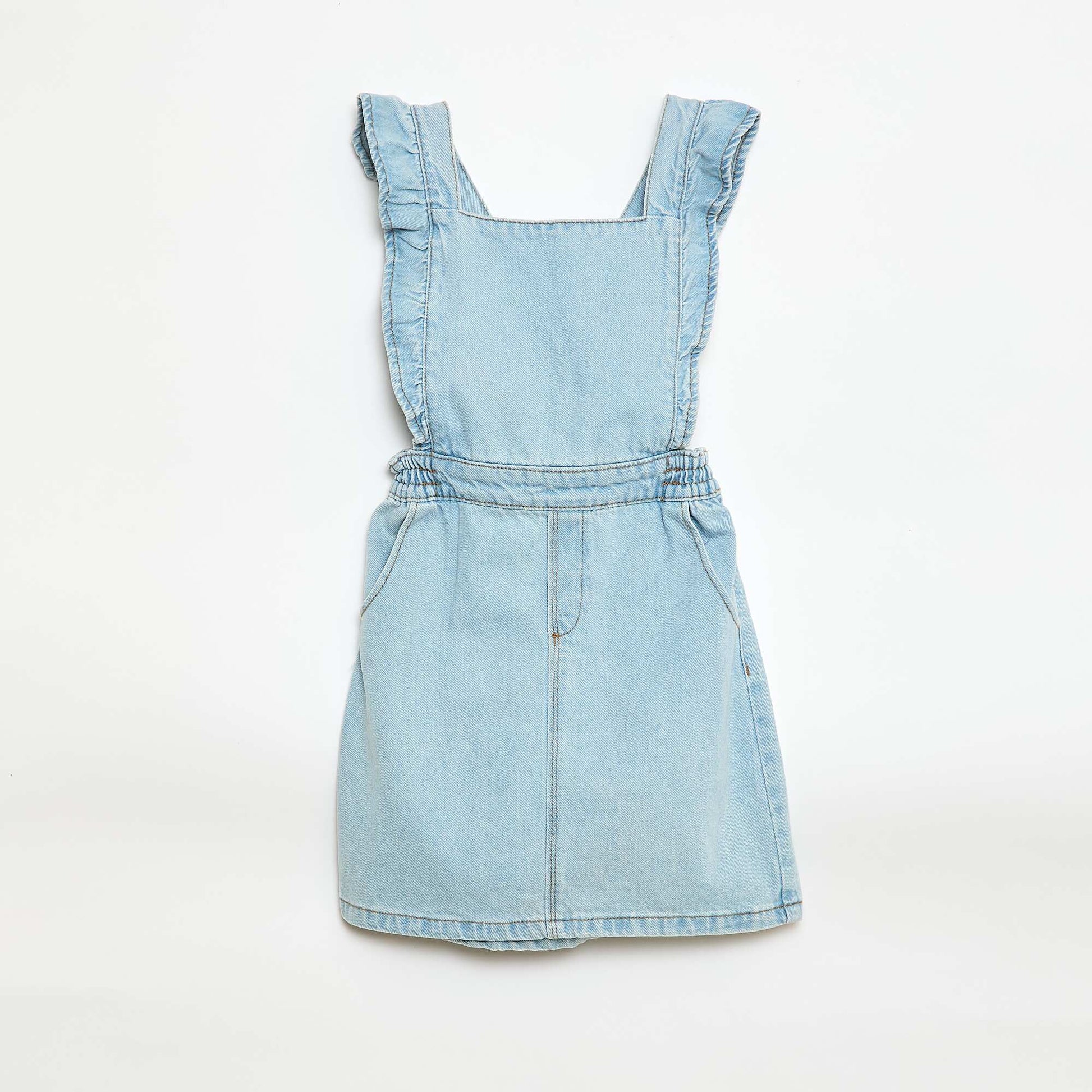 Mono jean con volantes AZUL