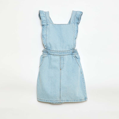 Mono jean con volantes AZUL
