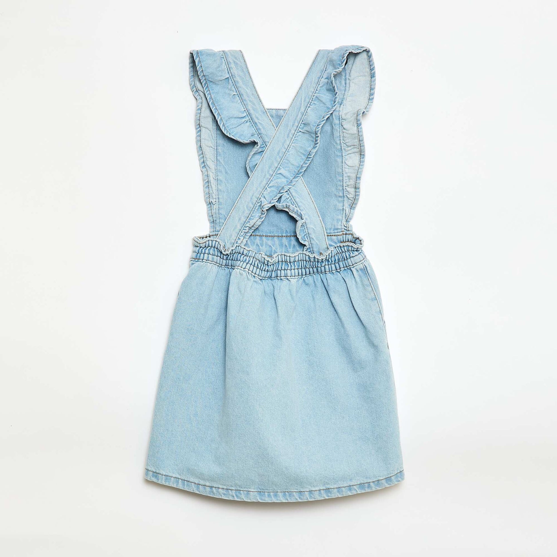 Mono jean con volantes AZUL