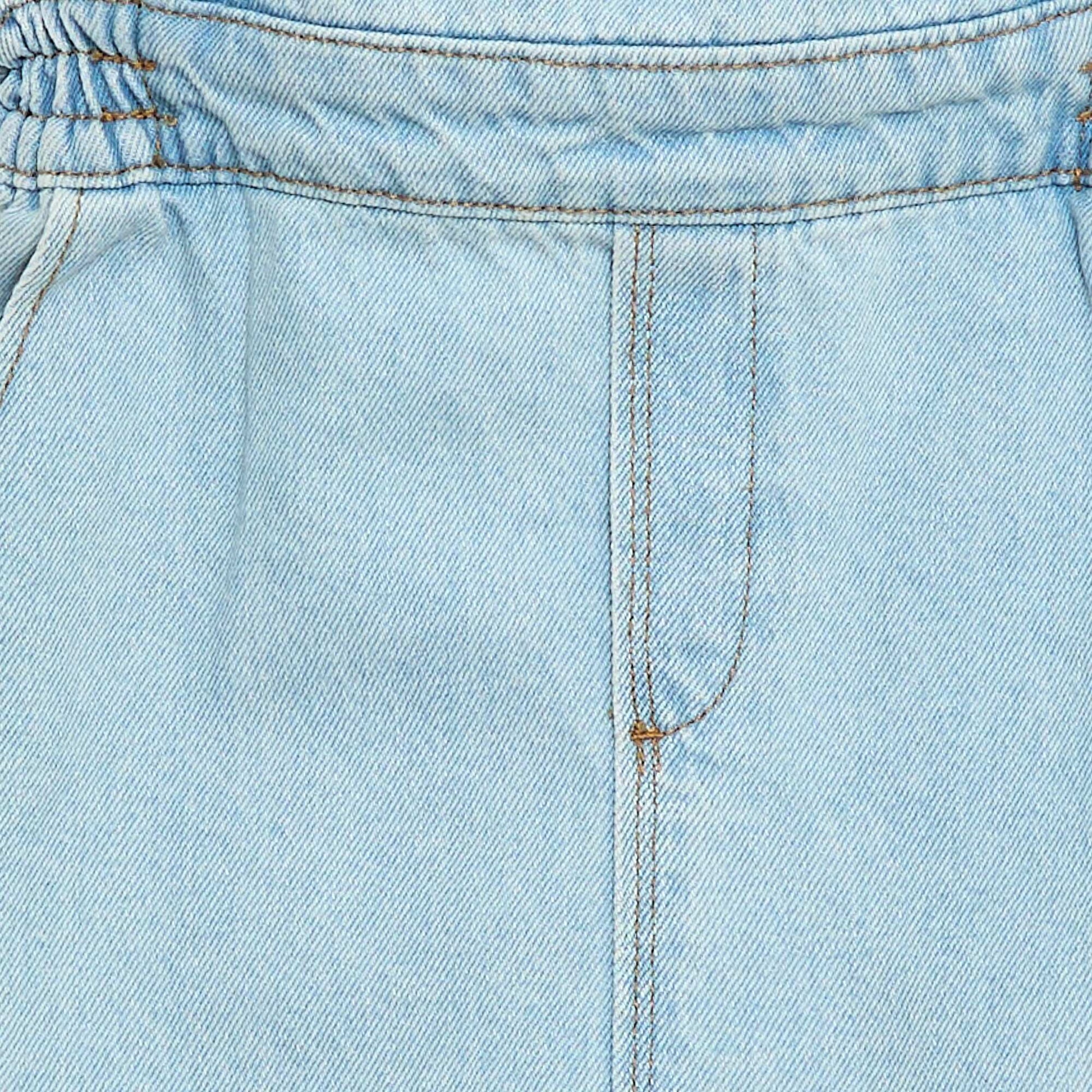 Mono jean con volantes AZUL