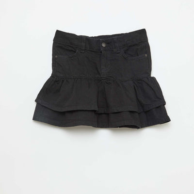 Falda pantalón vaquera con volantes NEGRO