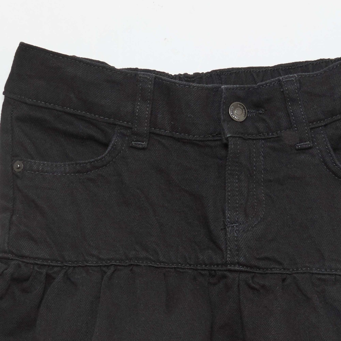 Falda pantalón vaquera con volantes NEGRO