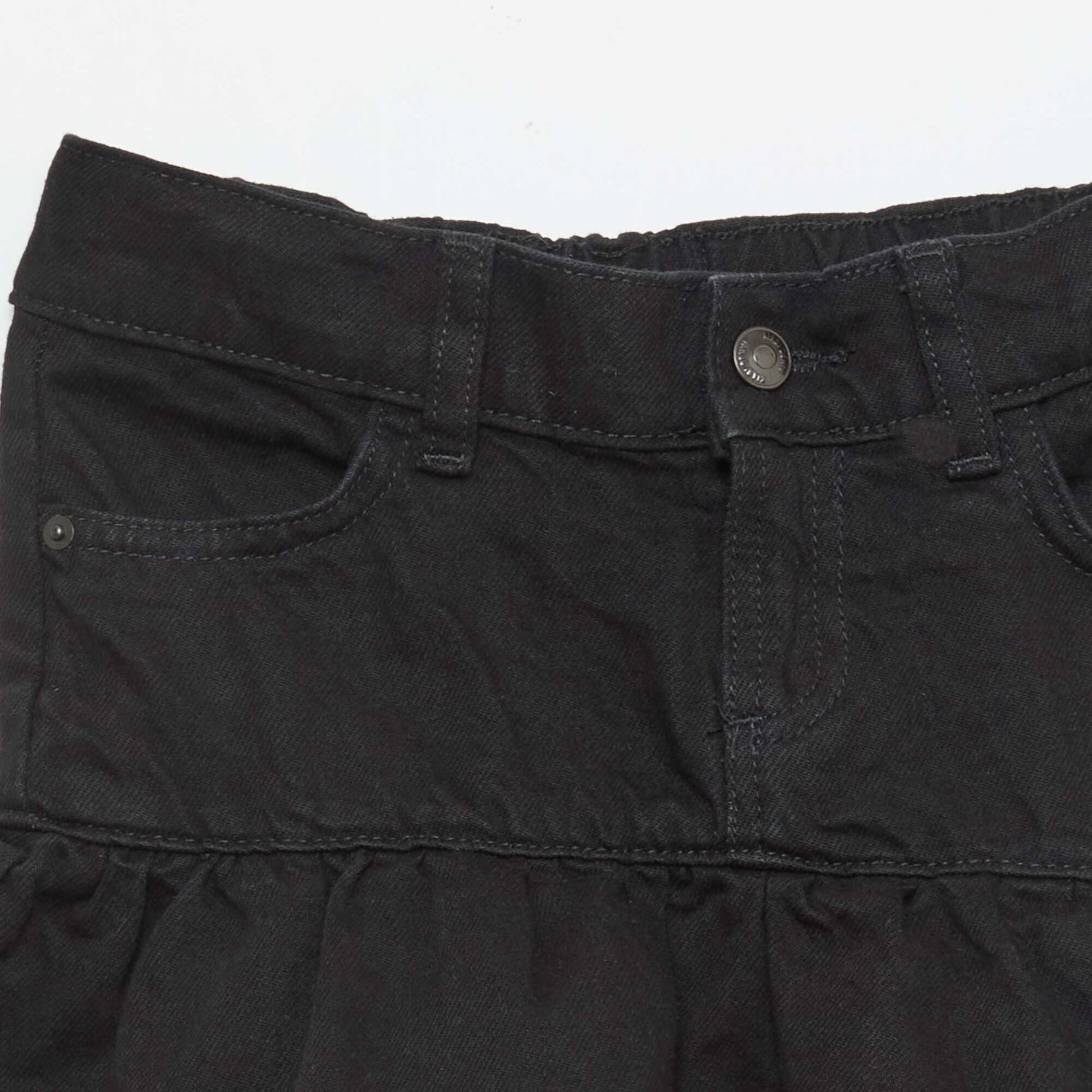 Falda pantalón vaquera con volantes NEGRO