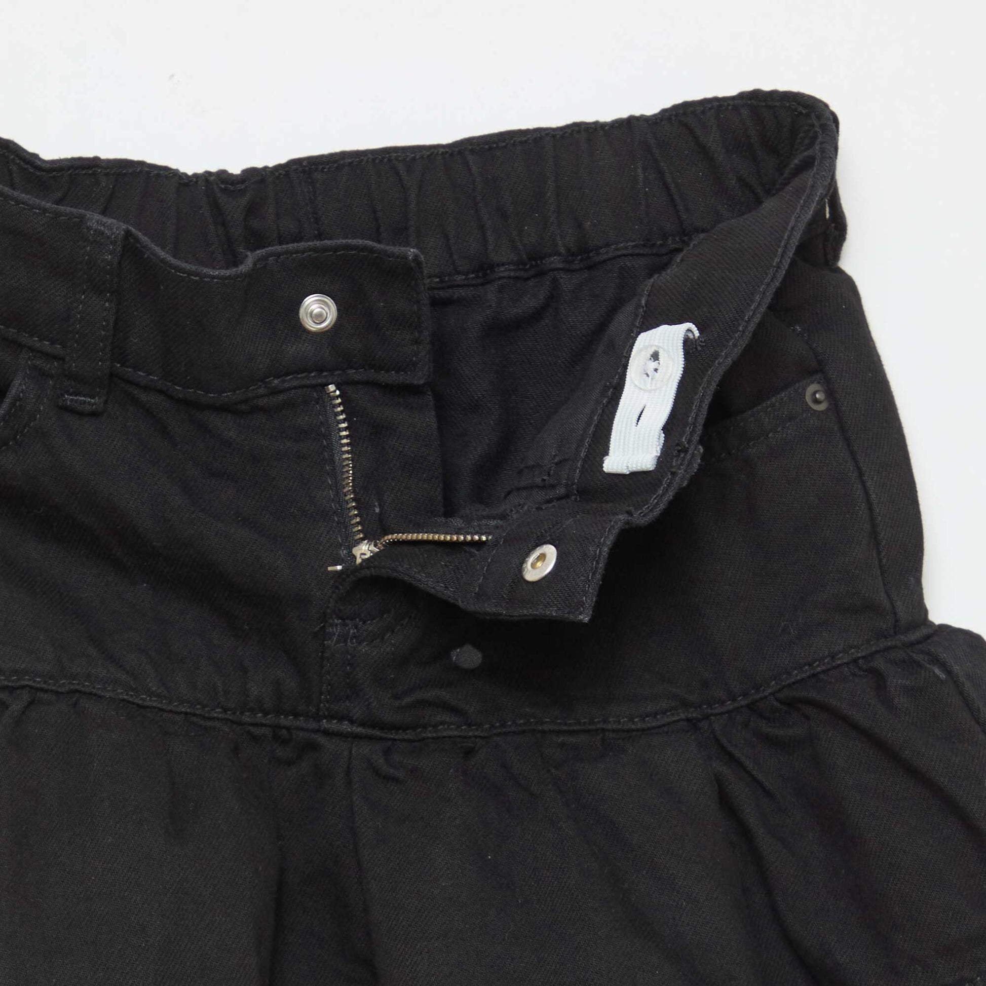 Falda pantalón vaquera con volantes NEGRO