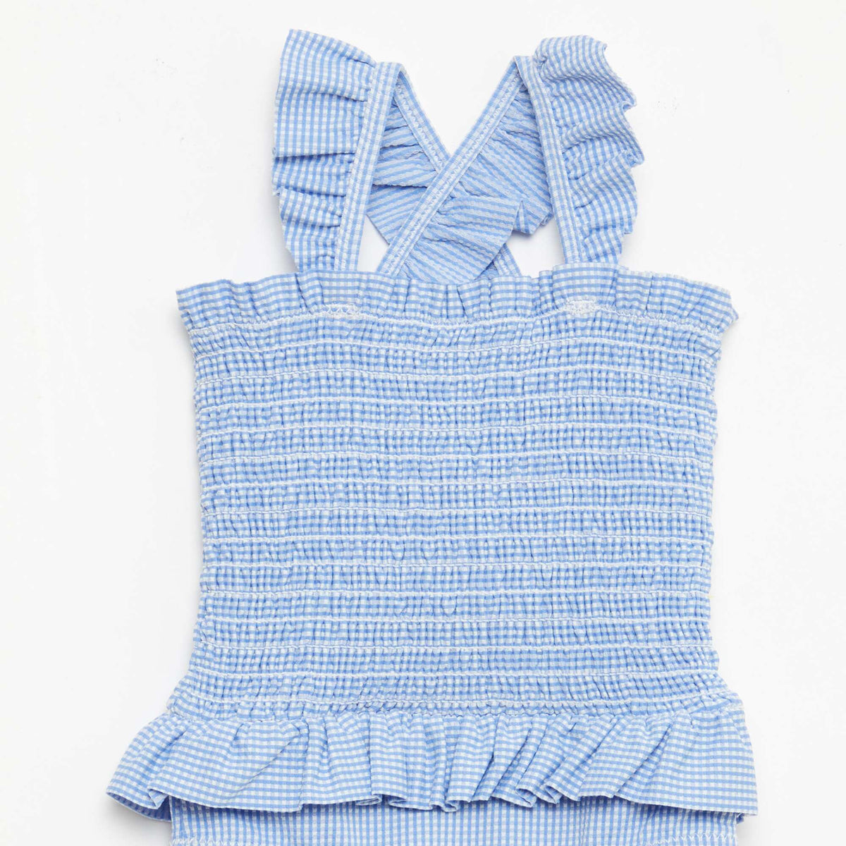 Bañador de una pieza smock con volantes AZUL