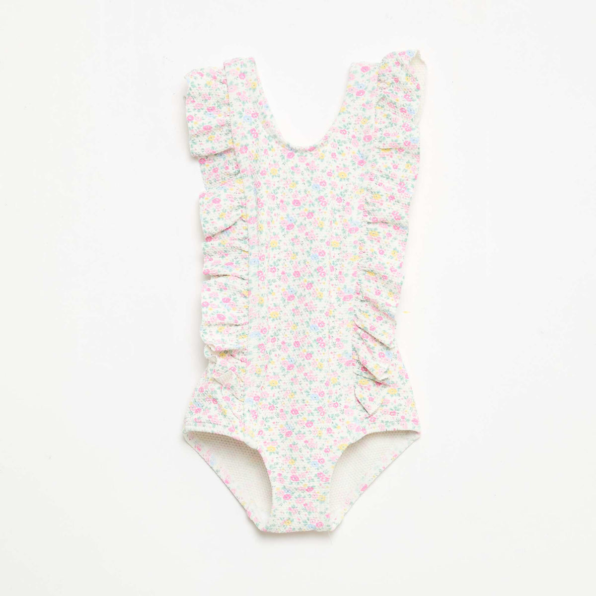 Bañador con estampado y volantes BLANCO