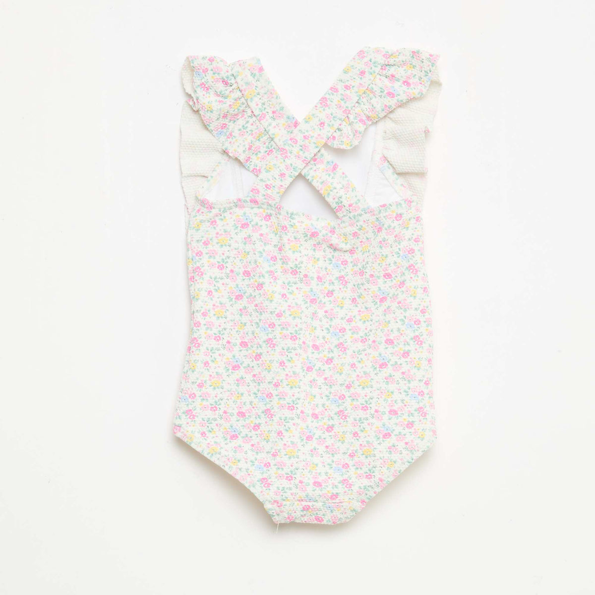 Bañador con estampado y volantes BLANCO