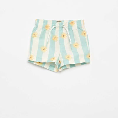 Bañador corto con estampado AZUL