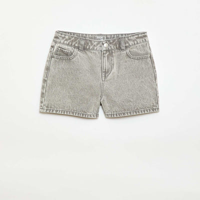 Pantalón corto jean de tiro alto GRIS