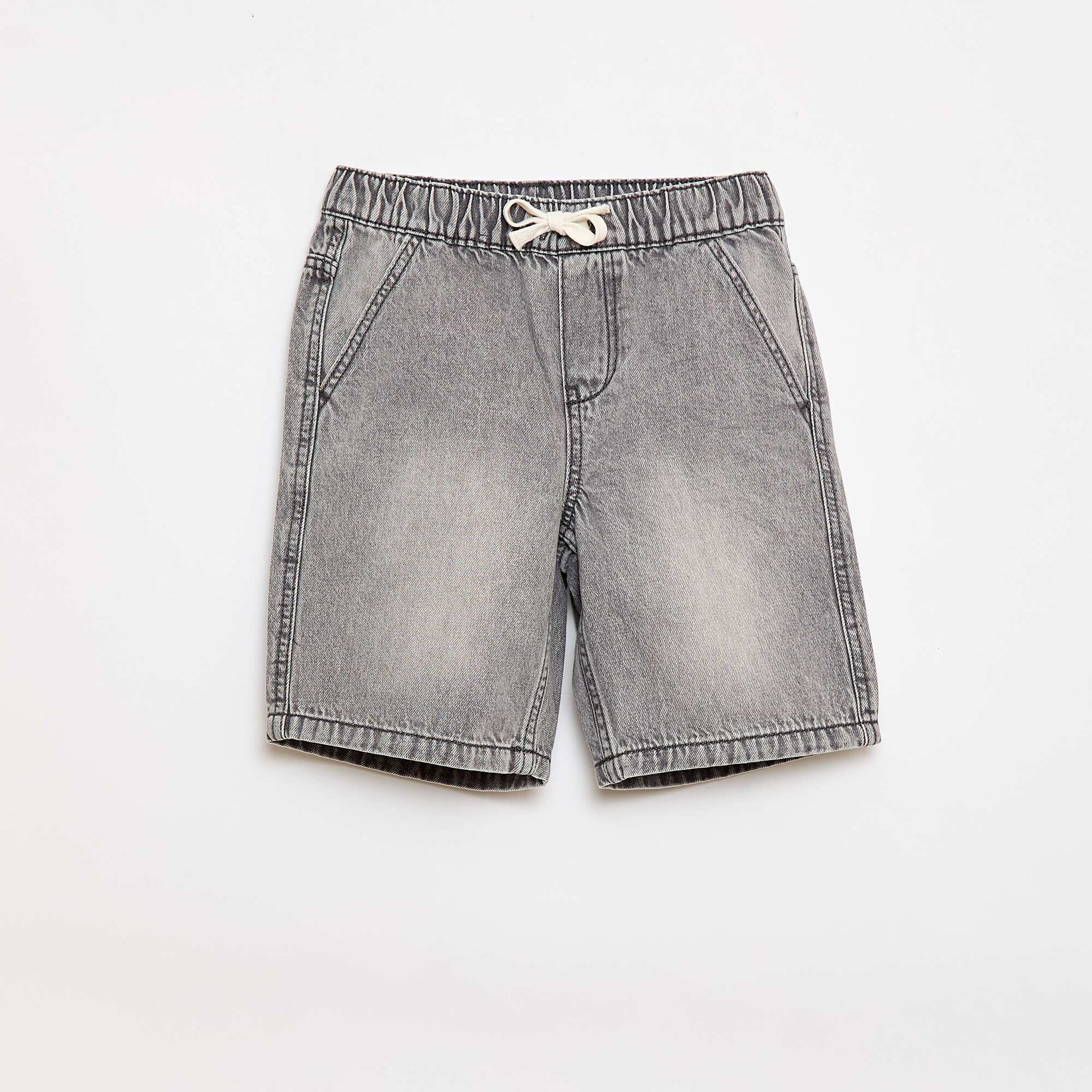Pantalón corto jean elástico GRIS