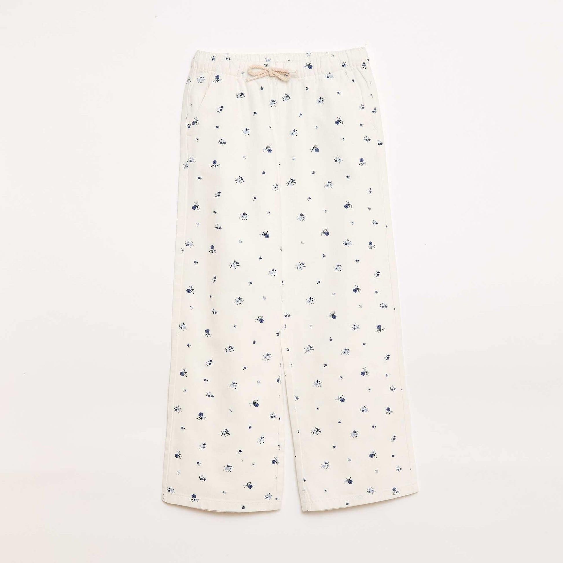 Pantalón de twill con cordones ajustables BLANCO