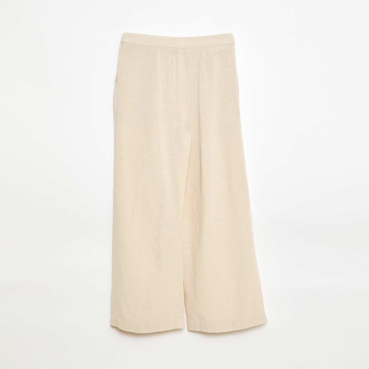 Pantalón ancho de lino mezclado BLANCO