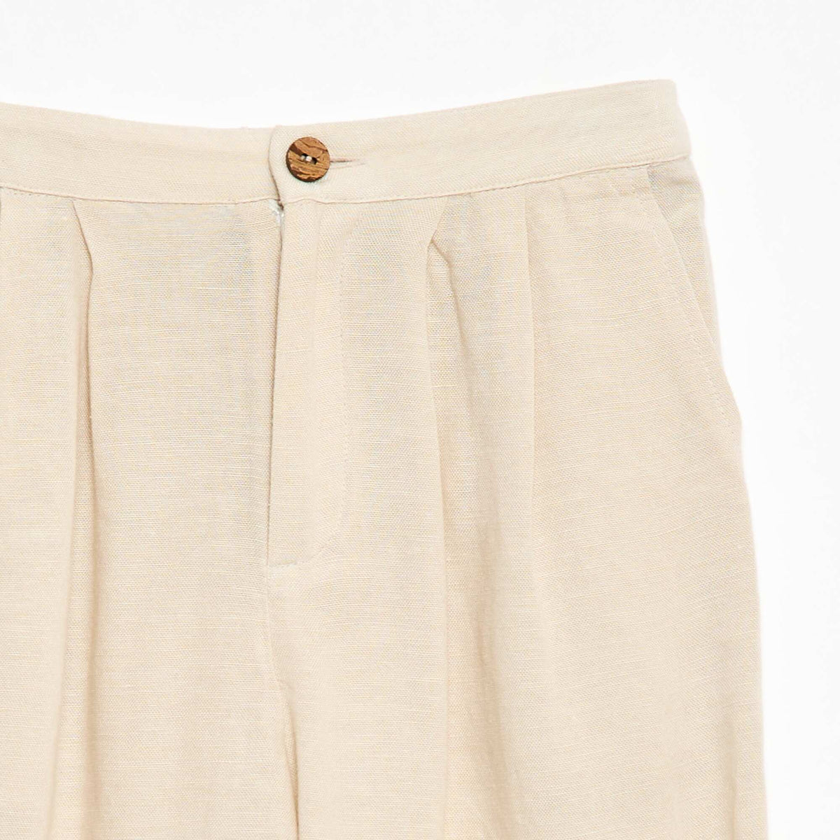 Pantalón ancho de lino mezclado BLANCO