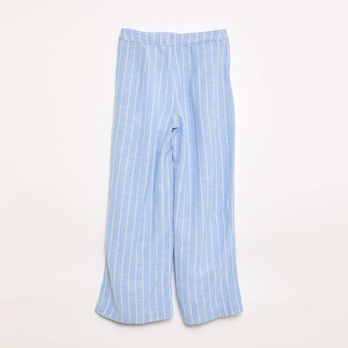 Pantalón ancho de lino mezclado AZUL
