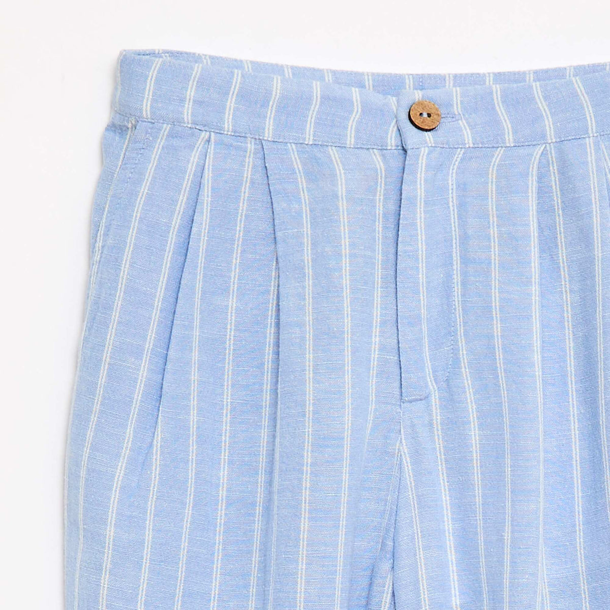 Pantalón ancho de lino mezclado AZUL