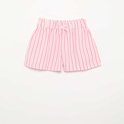 Pantalón corto liso con lazo de fantasía ROSA