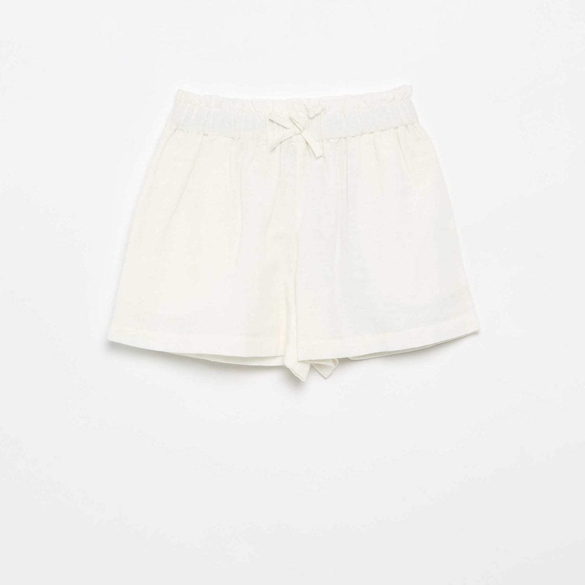 Pantalón corto liso con lazo de fantasía BLANCO