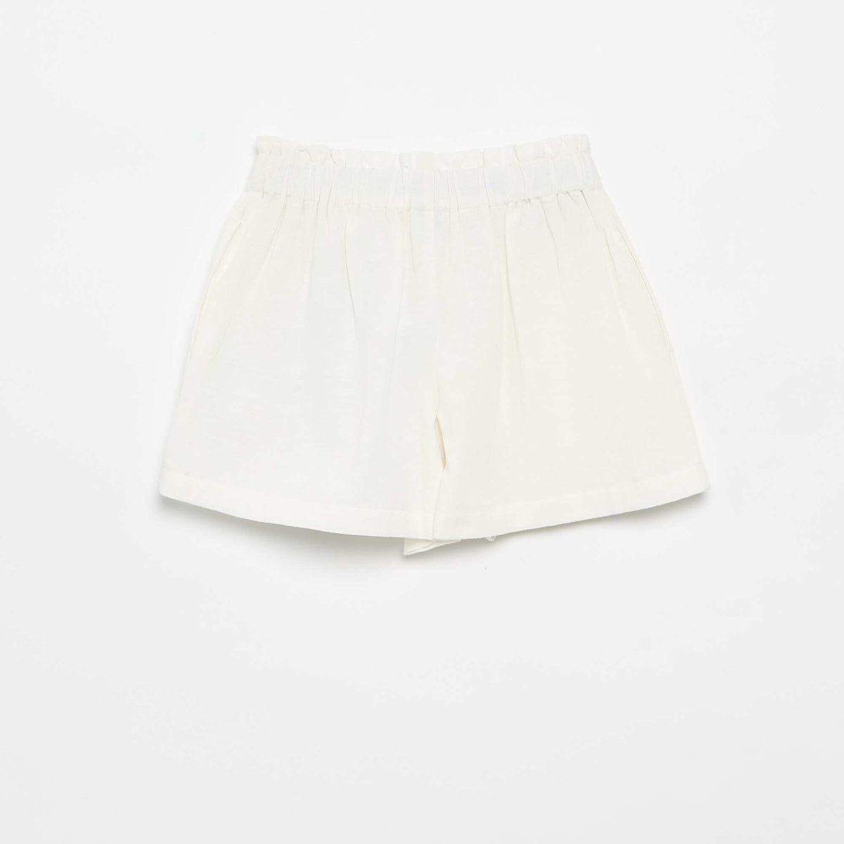 Pantalón corto liso con lazo de fantasía BLANCO