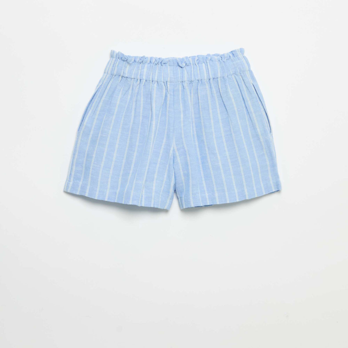 Pantalón corto liso con lazo de fantasía AZUL