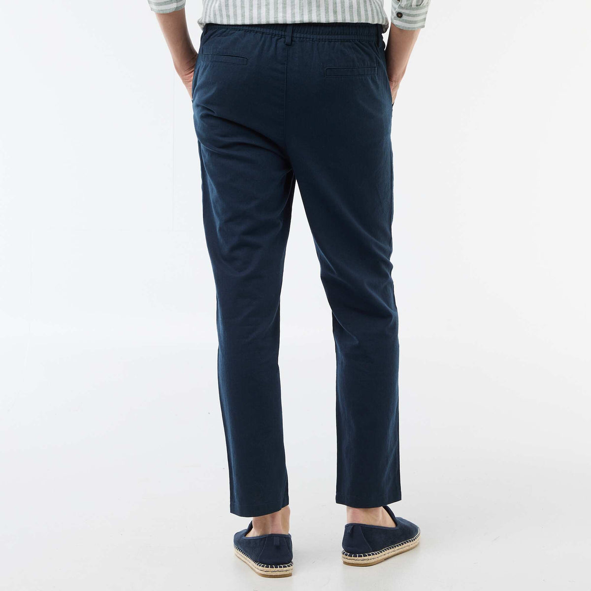 Pantalón chino regular de lino mezclado AZUL