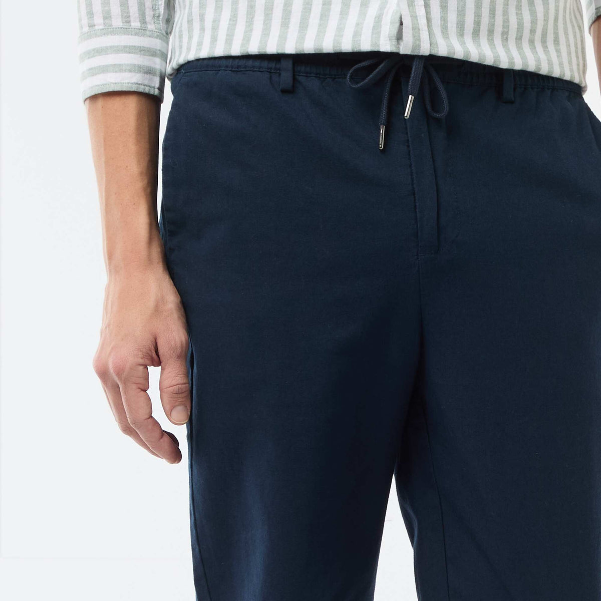 Pantalón chino regular de lino mezclado AZUL