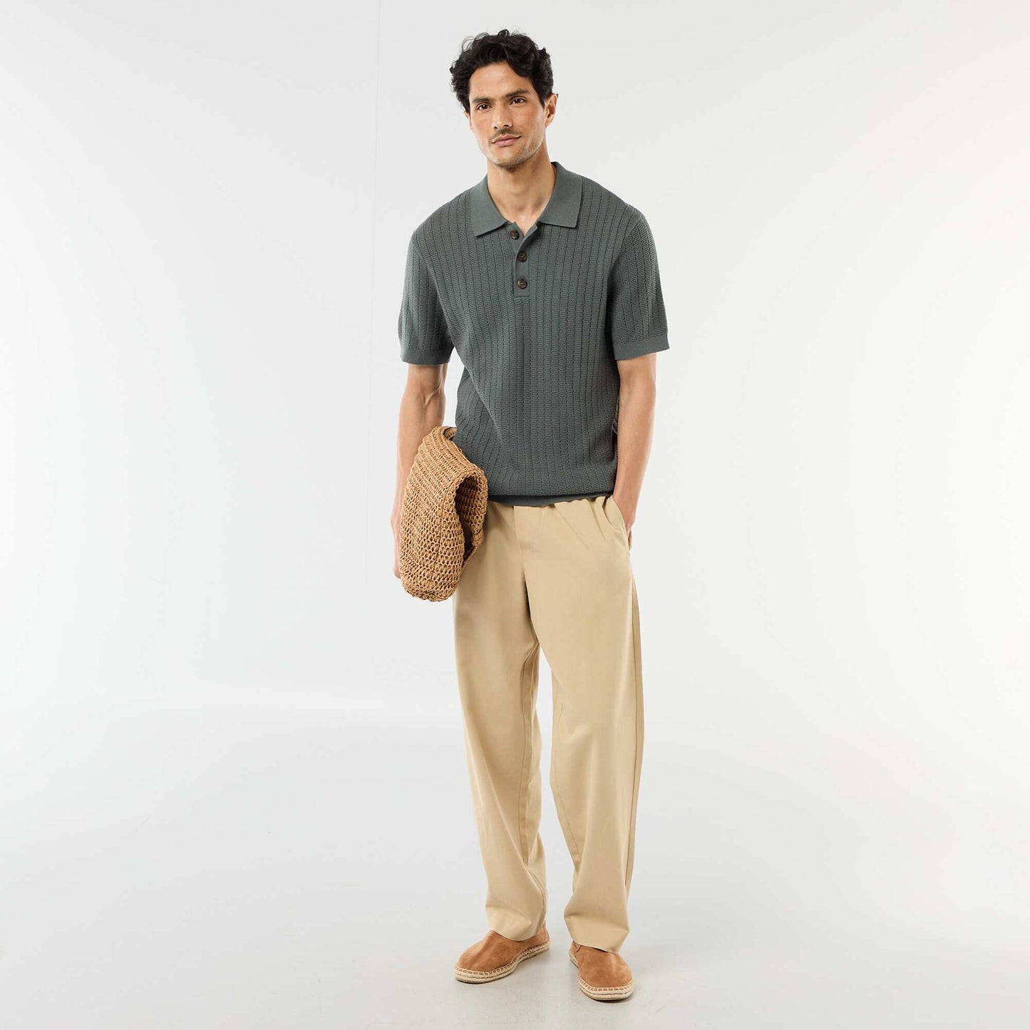 Jean con cinturón elástico BEIGE