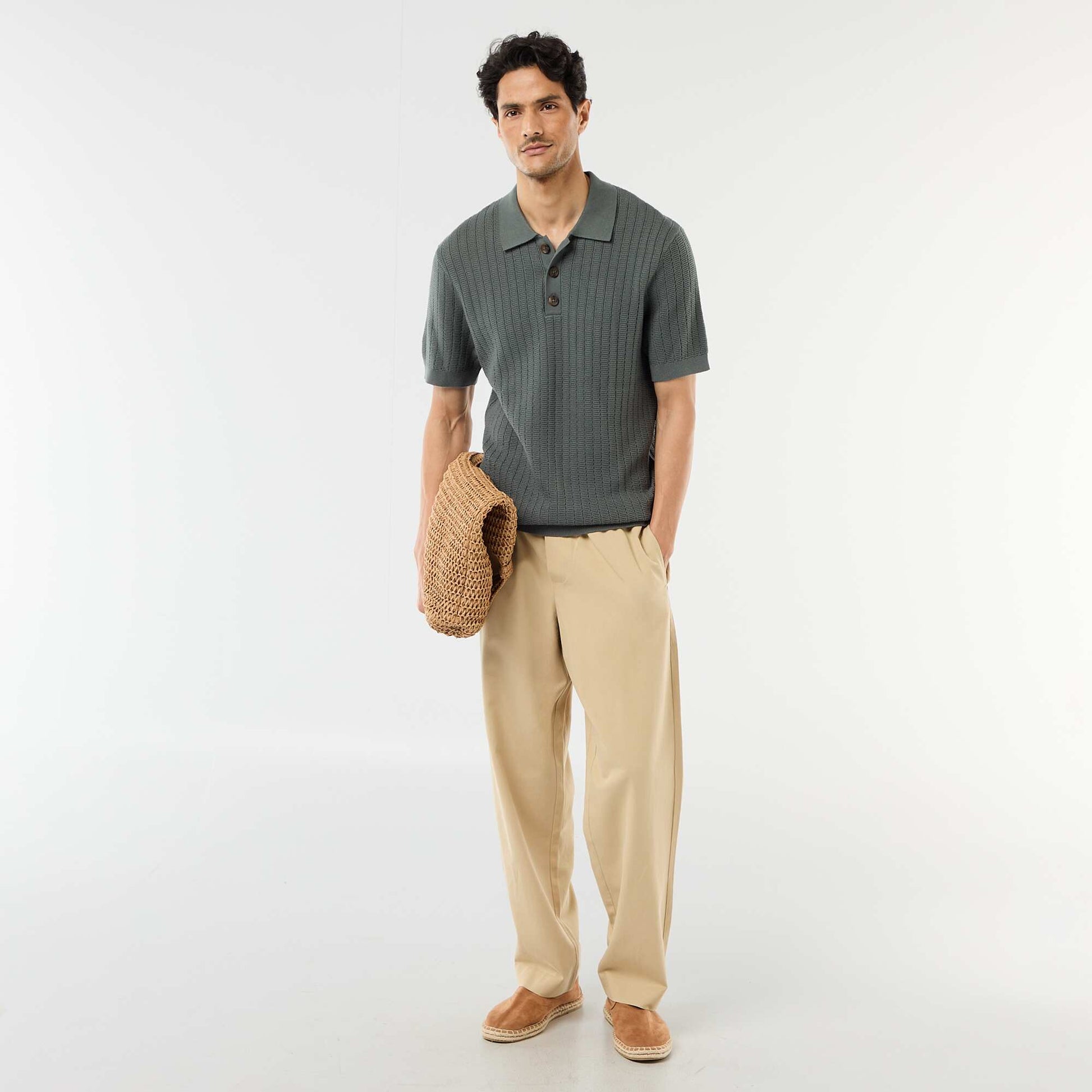 Jean con cinturón elástico BEIGE