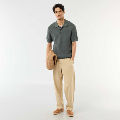 Jean con cinturón elástico BEIGE