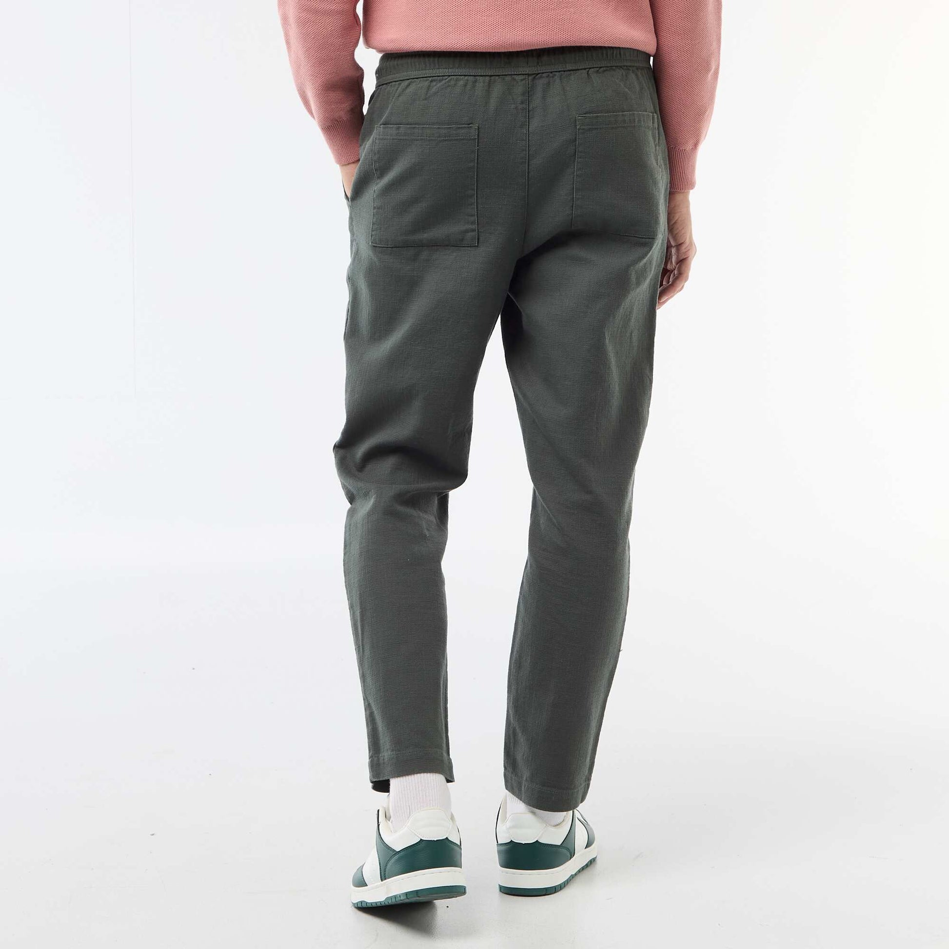 Pantalón recto con cintura elástica VERDE