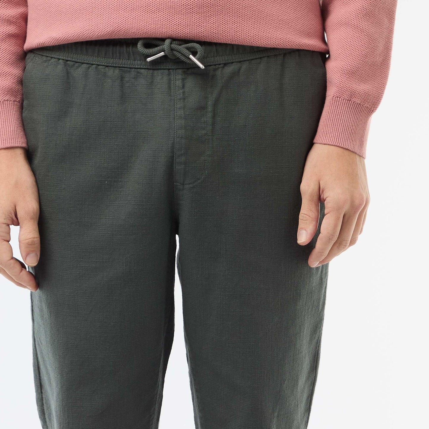 Pantalón recto con cintura elástica VERDE